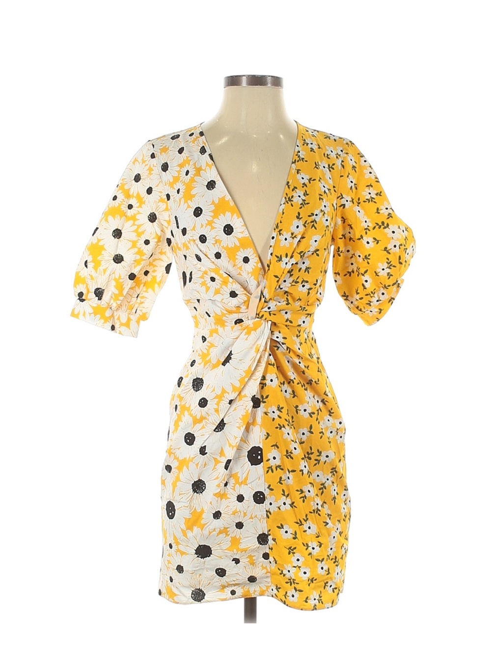 ASOS duel yellow floral fabric mini dress 0